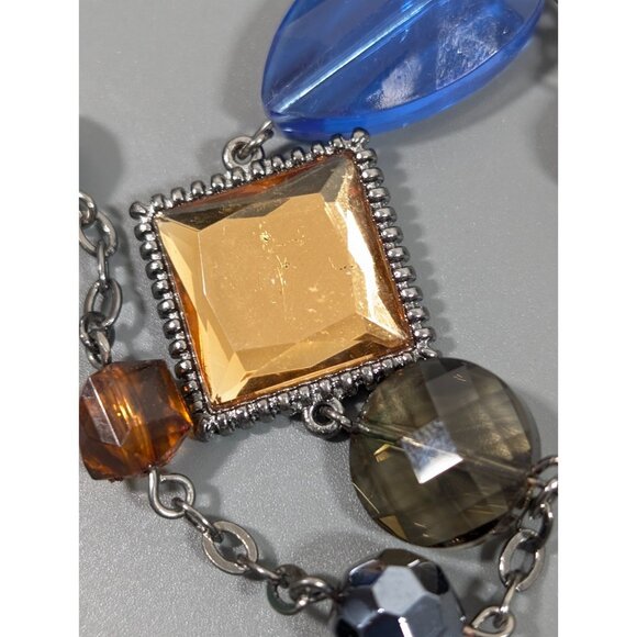 Lia Sophia Horizon Necklace Blue Golden Long Layering Statement Necklace 38 in - Picture 11 of 12